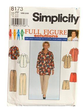 Simplicity Full Figure Shirt Pant Short Pattern 8173 Size 18W-20W-22W-24W